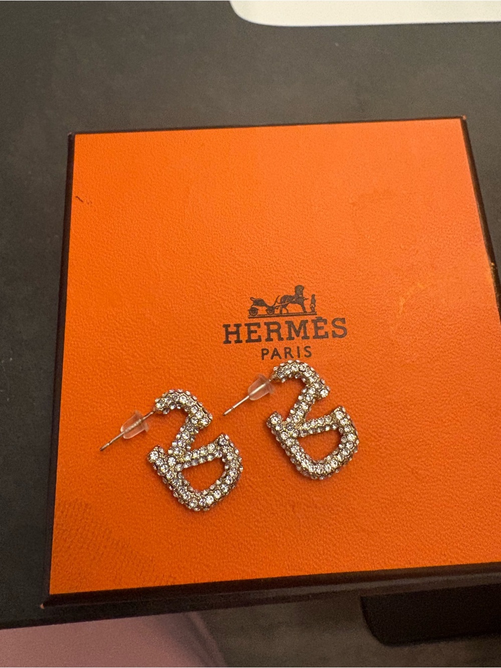 Valentino Crystal 'V' Logo Drop Earrings in Clear/Silver